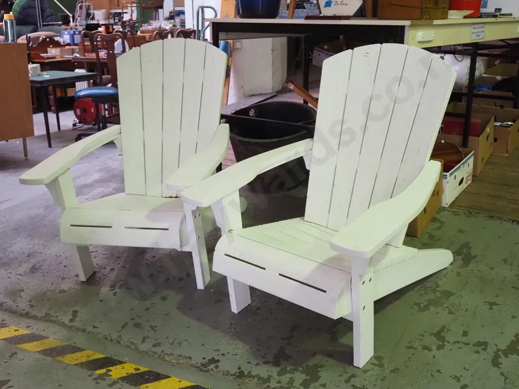 pair of white plastic Cape Cod chairs Image 1++
