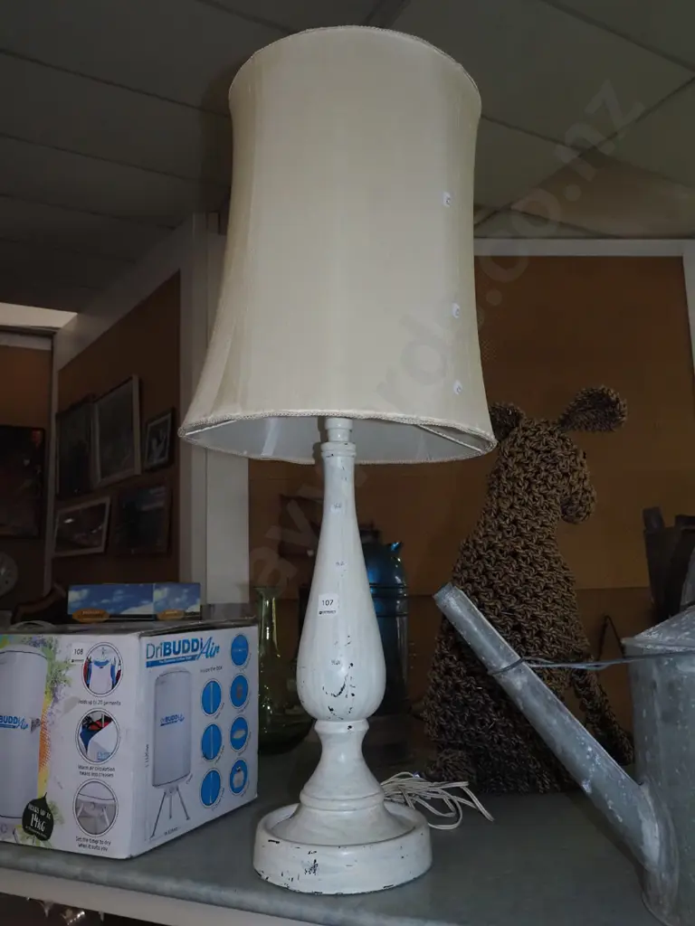 tall painted wooden based table lamp H900 Image 1++