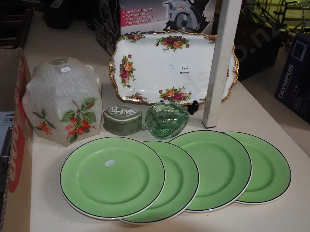 light shade, old country rose dish, trinket box etc Image 1++