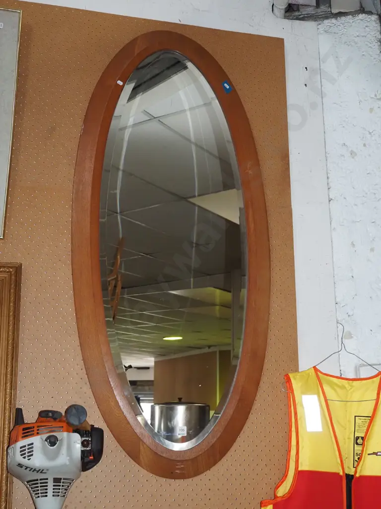 bevelled edge oak framed wall mirror H1400 Image 1++
