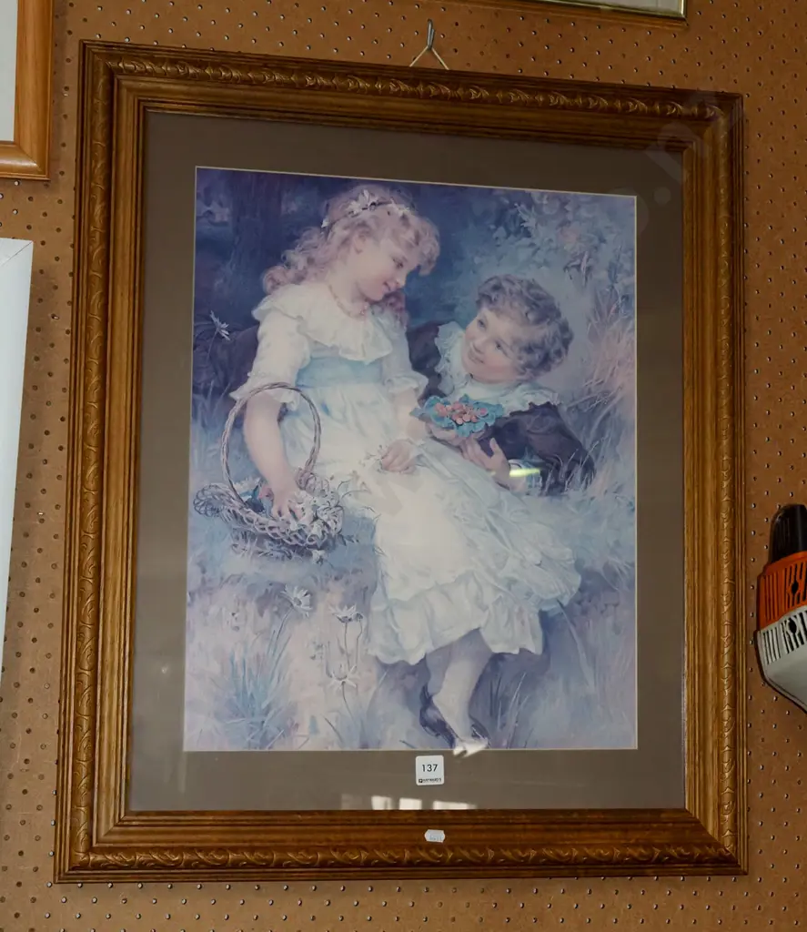 framed print - young girl and boy Image 1++