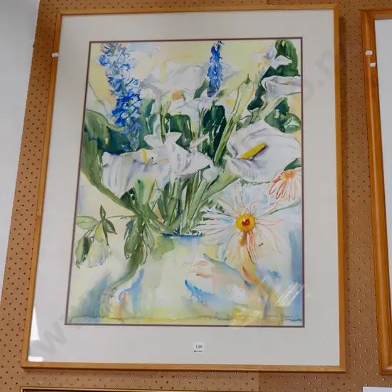 framed watercolour -  still life flowers