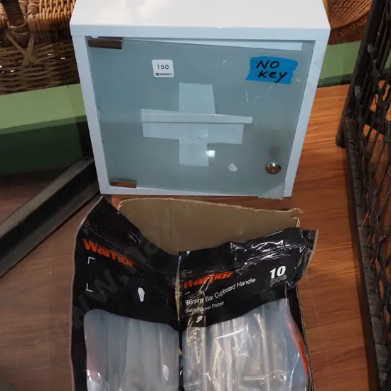 cupboard door handles, small first aid cupboard - no key H300