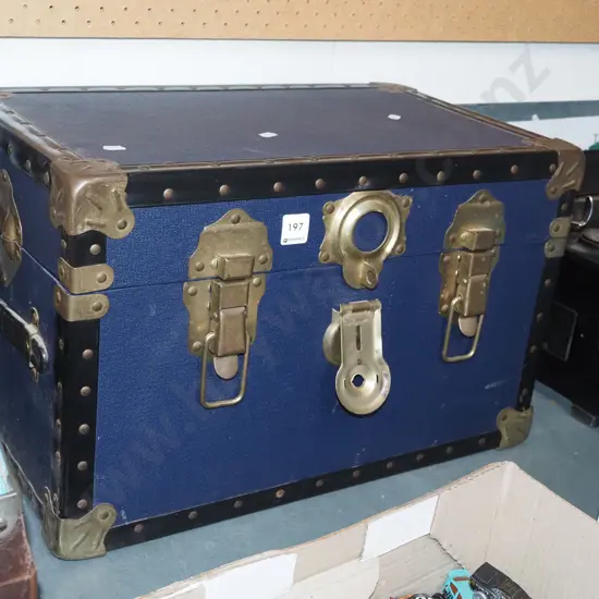 small brass bound chest H330 W520 D320