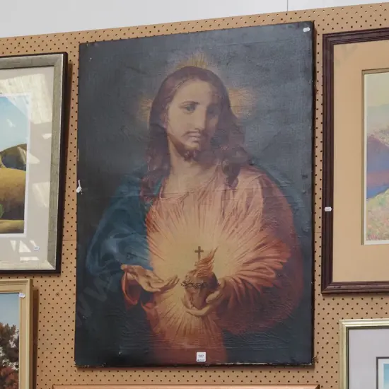 religious print on boxed canvas - aging