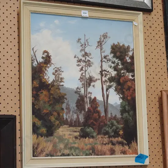 framed oil - forest scene