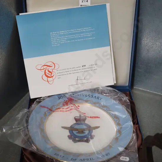 box; Spode Royal NZ Airforce 50th anniversay plate