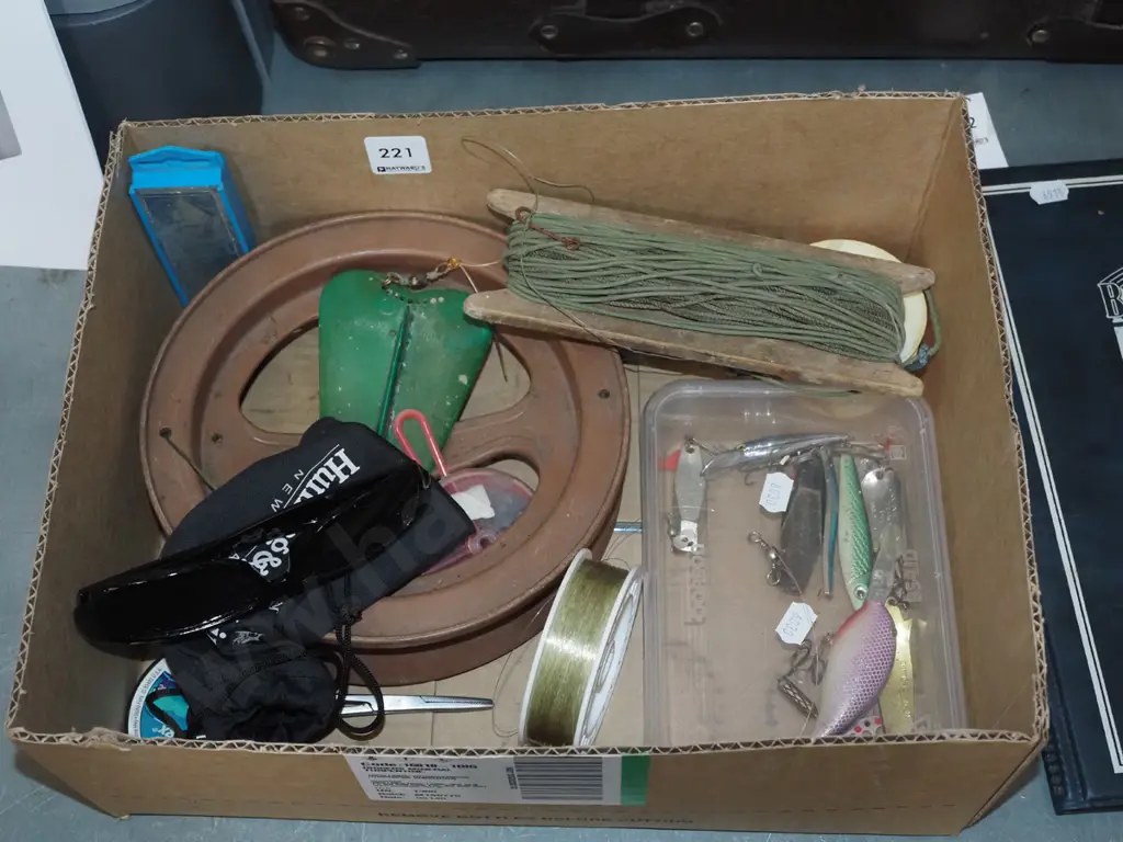 box; fishing lures, lines, glasses etc Image 1++