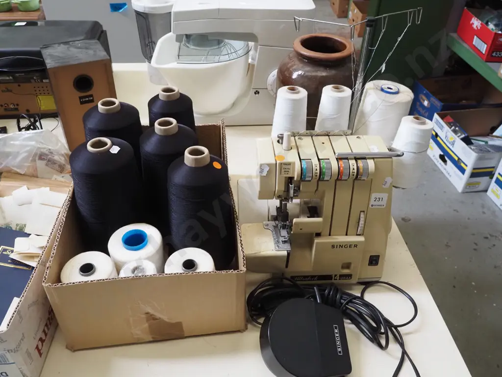 Singer 4 spool overlocker and threads - orange dots - needs a clean Image 1++