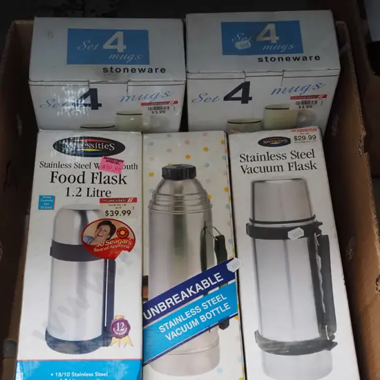 box; as new old thermoses and mugs