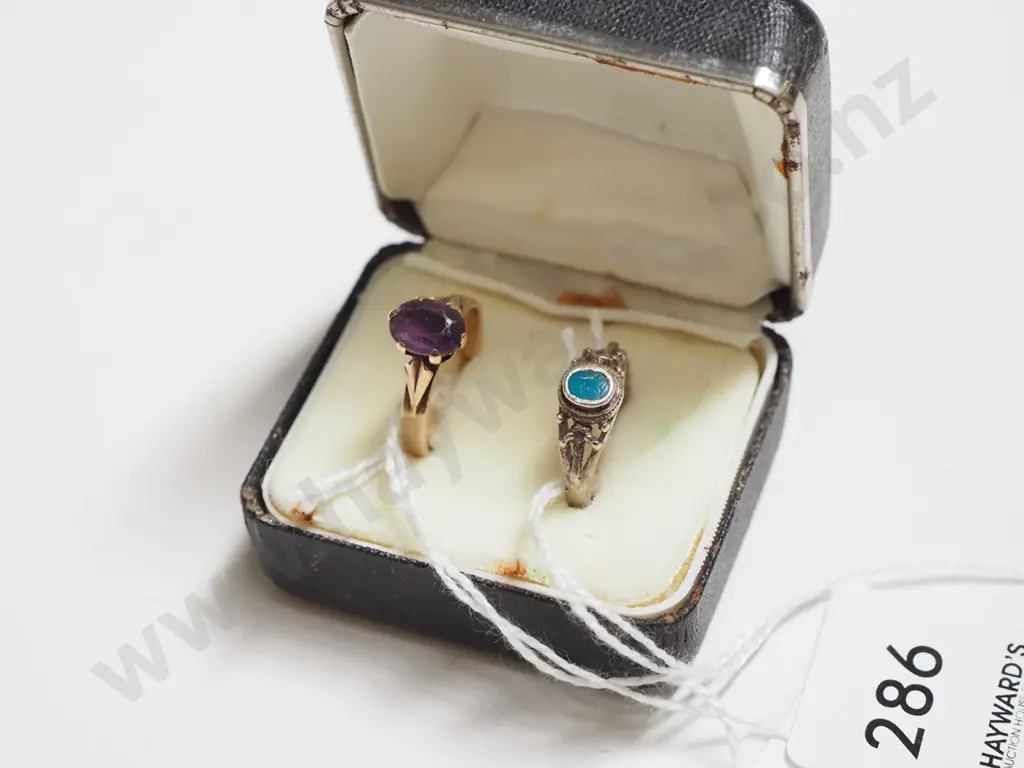 9ct and amethyst ring, torquoise sterling silver ring Image 1++