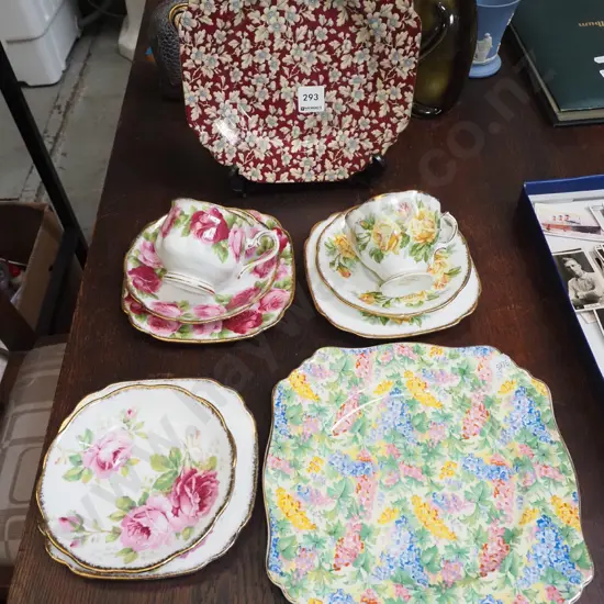 2x trios, saucers, plates