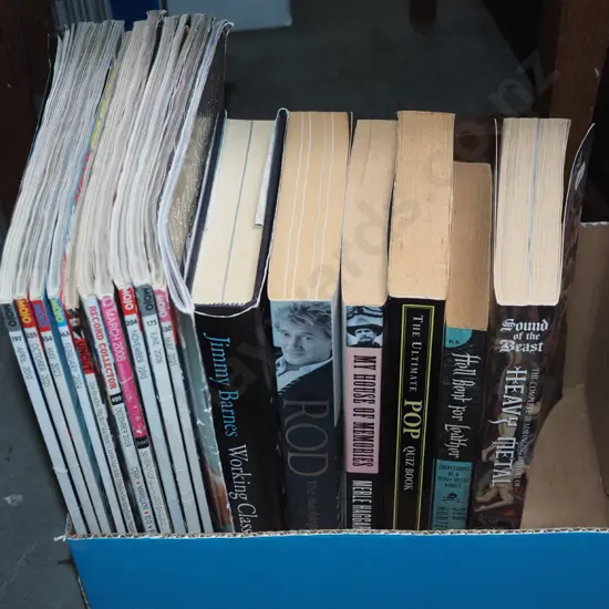 box; music books, magazines