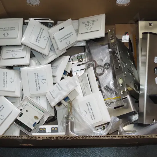 box; electronic door locks, magnetic strip card holders