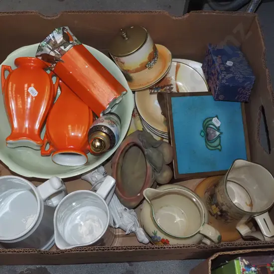box; jugs, vases, bowl etc