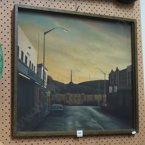 framed oil on board - cenotaph - significant foxing