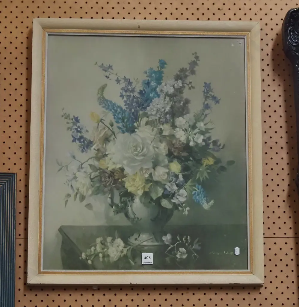 framed Vernon Ward print - still life flowers Image 1++