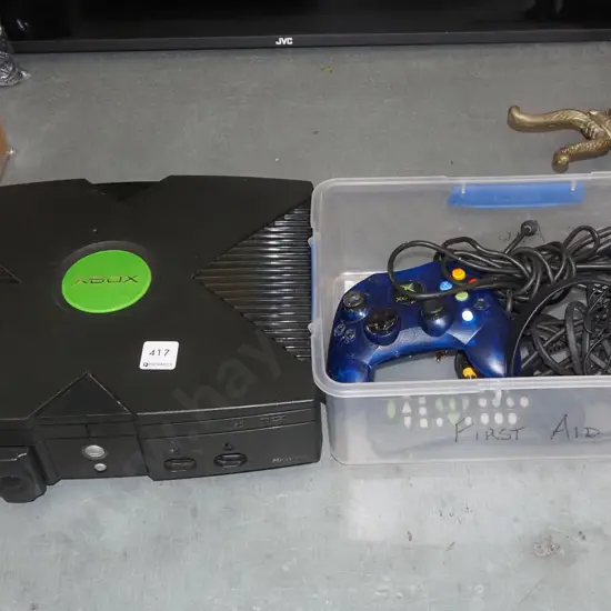 X-box, controller, headphones