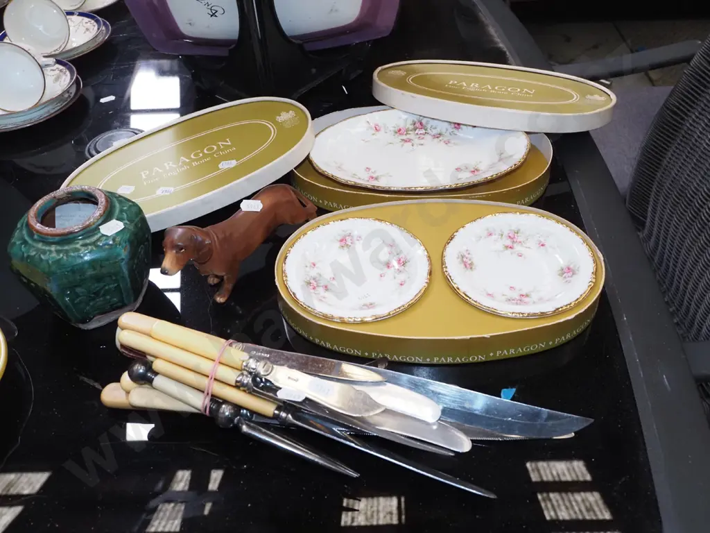 cutlery, Paragon Victoria Rose plates, sausage dog figurine etc Image 1++