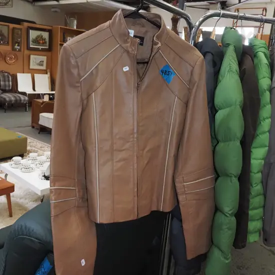 ladies size L taupe leather jacket