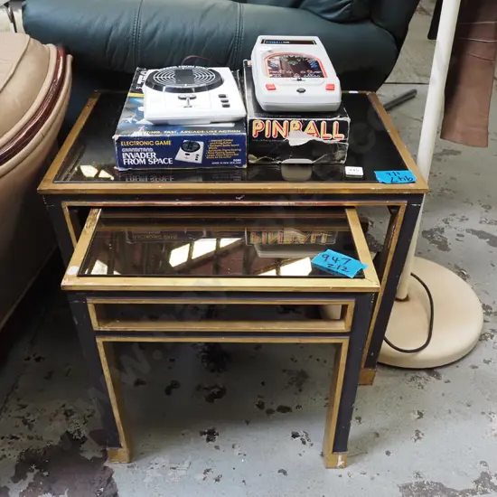 nest of 2 mirror top tables - some scratches