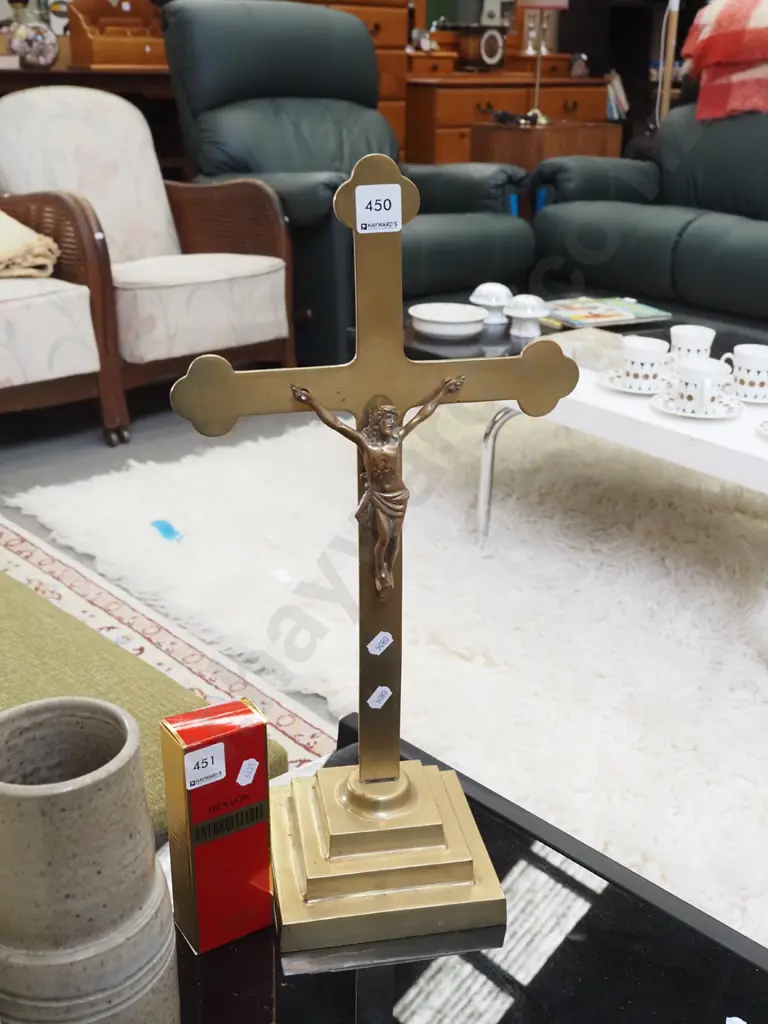 brass freestanding crucifix  H500 Image 1++