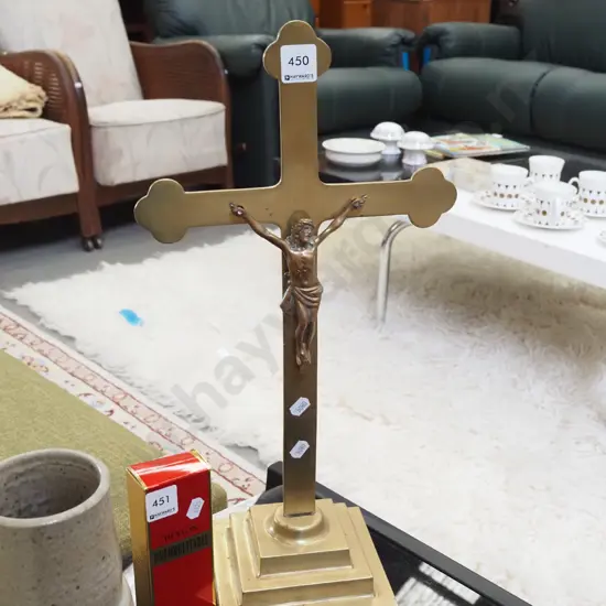 brass freestanding crucifix  H500