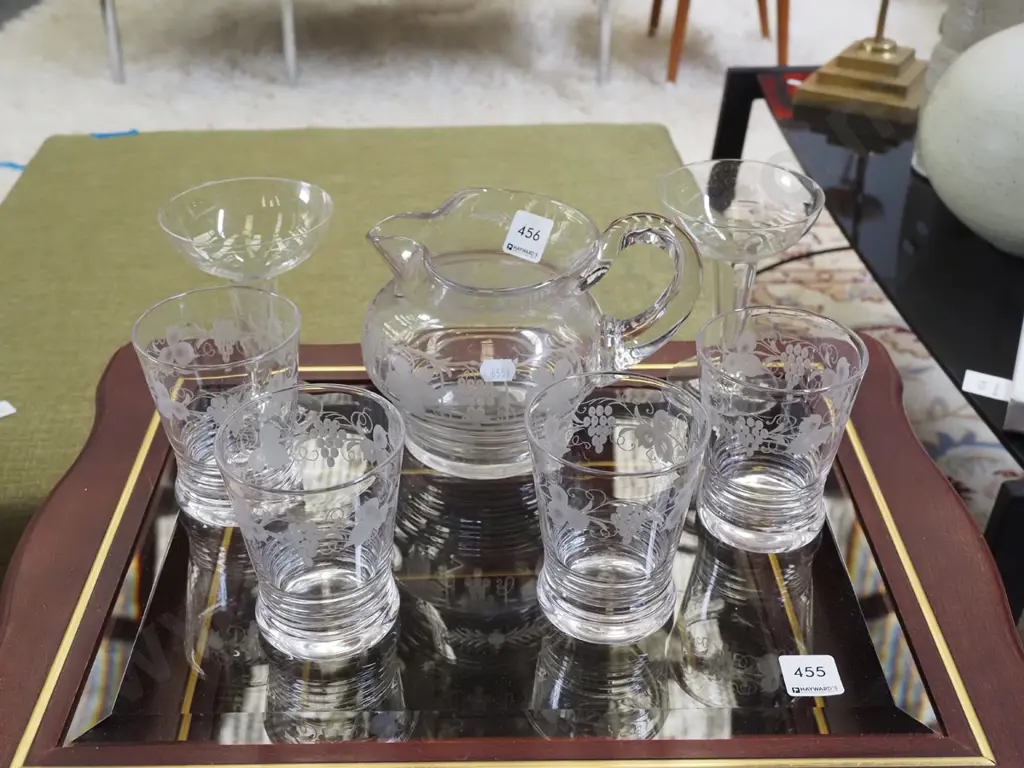 etched water set, 2x hollow stemmed champagne flutes Image 1++