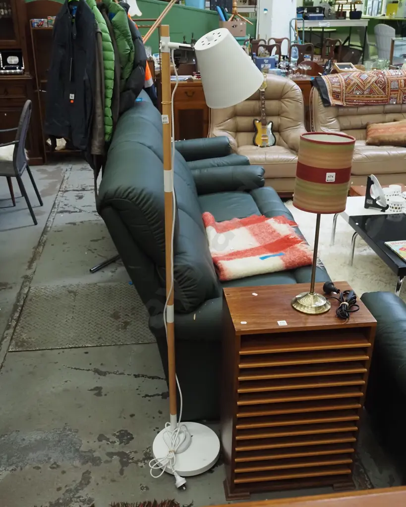 modern wood and white metal floor lamp Image 1++