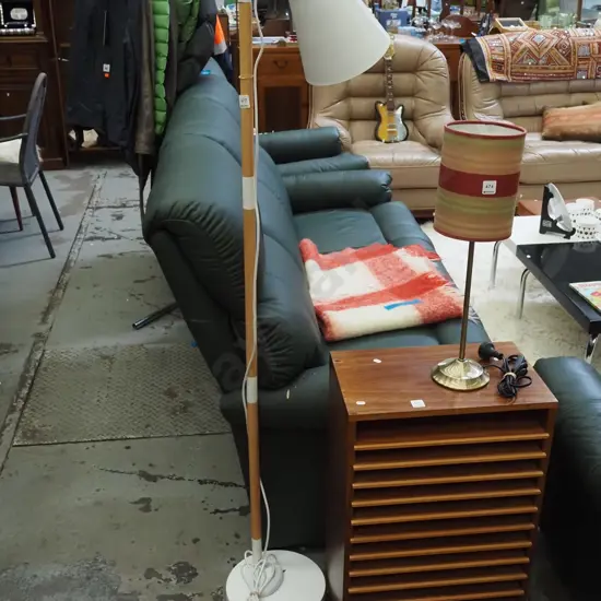 modern wood and white metal floor lamp