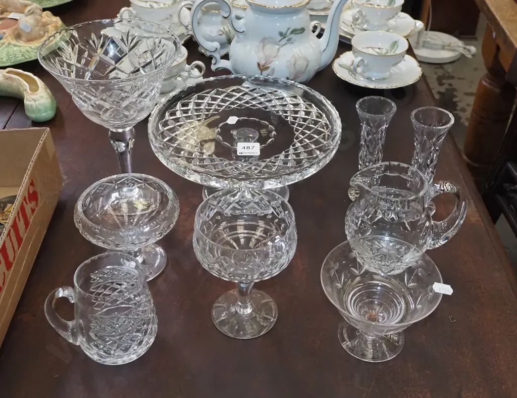 cut crystal comport, jug, cake stand, vases etc Image 1++