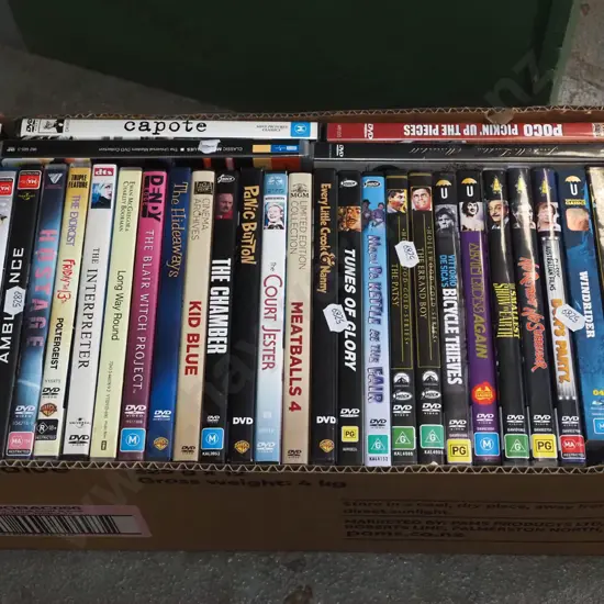 box of DVDs