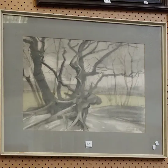 famed mixed media - trees in winter