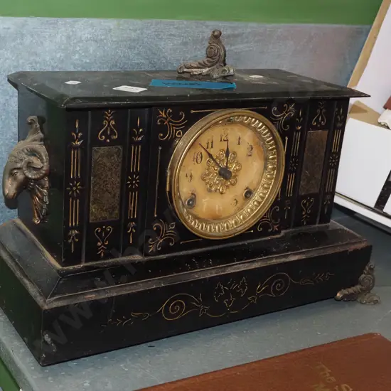 restorer's wood cased mantle clock H250 W390
