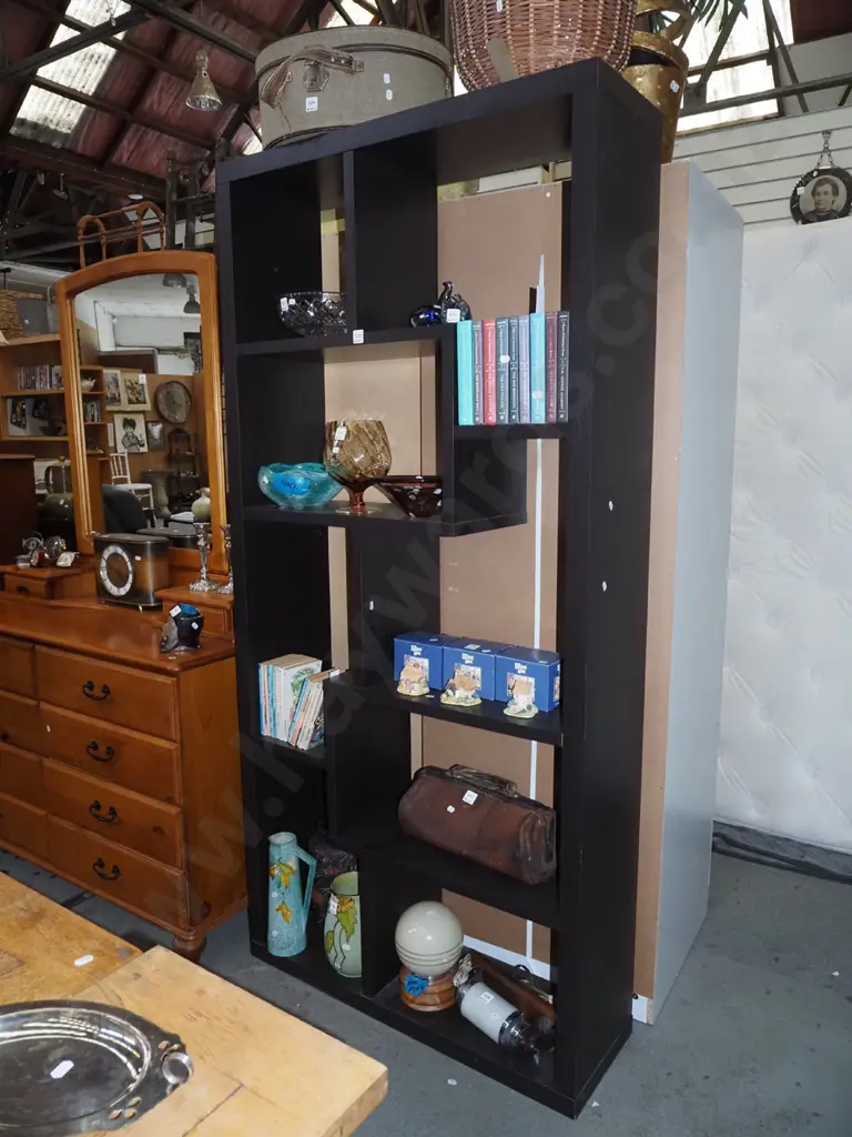 modern mdf faux wood veneer bookcase H885 W900 D285 Image 1++