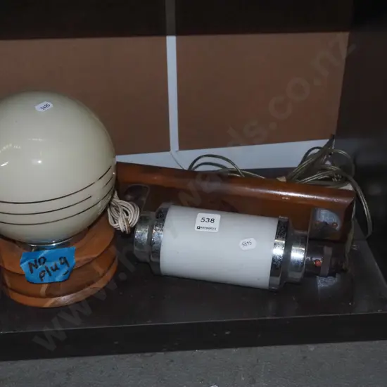 deco headboard light, 1x other homemade table lamp - needs attention