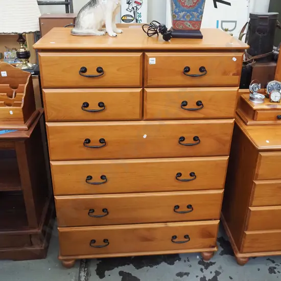 mdf pine 8 drawer tall boy H1250 W880 D410