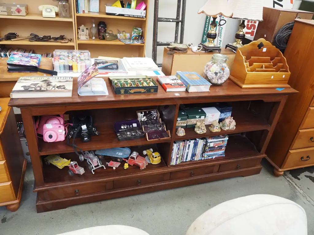 solid wood bookcase with lower drawers H800 W1800 D340 Image 1++