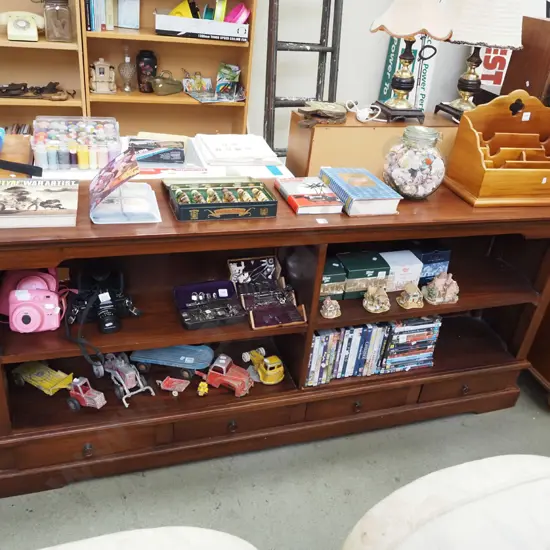 solid wood bookcase with lower drawers H800 W1800 D340