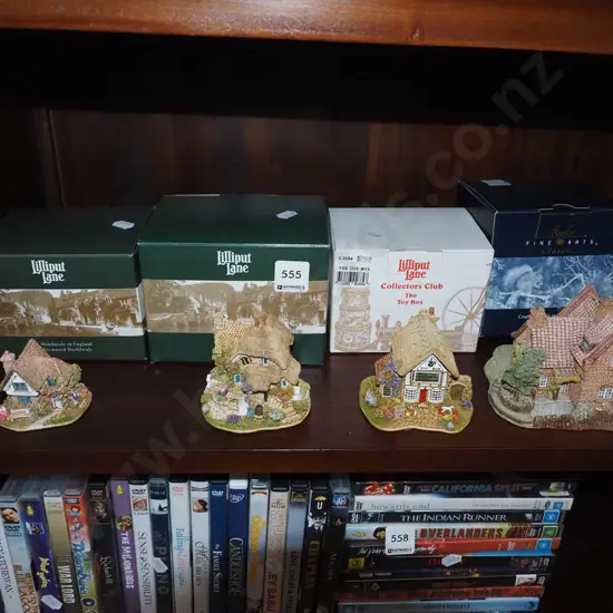 4x Lilliput Lane cottages and boxes H90