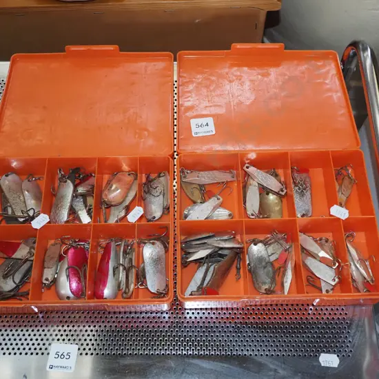 2x orange plastic orgainers - lures