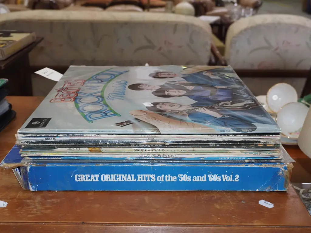 stack of LPs; Beatles, Cream etc Image 1++