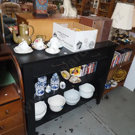 mdf faux wood veneer bookcase/2 drawer hall table H1010 W1200 D400