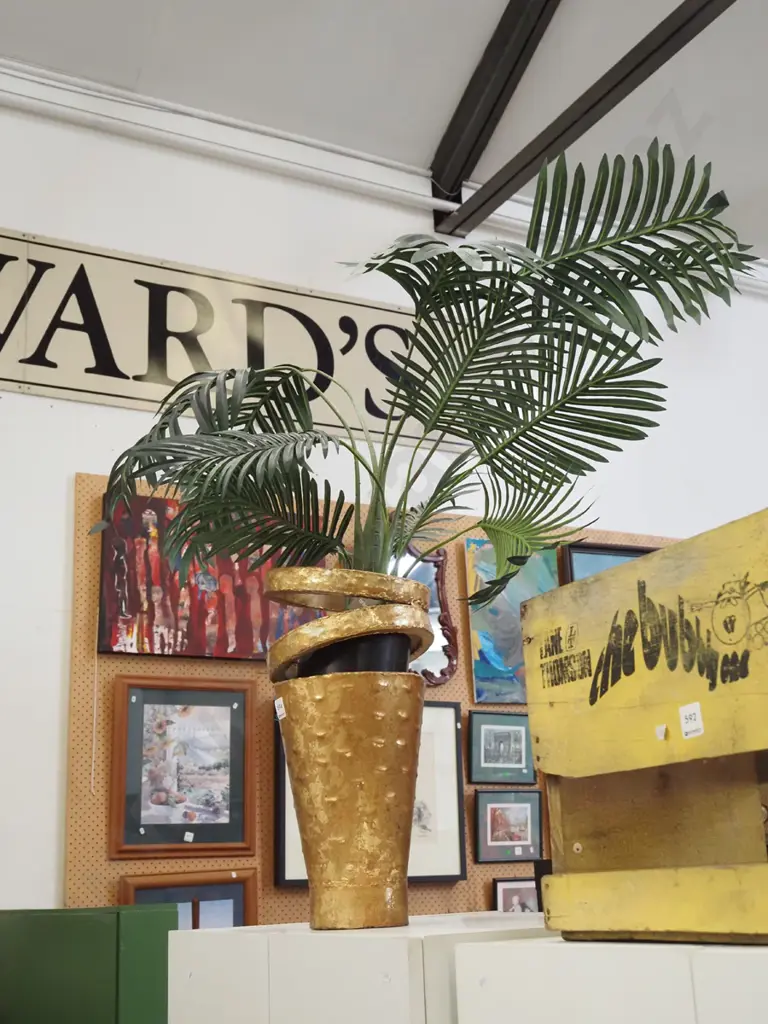 modern golden ceramic vase, plastic fern Vase H450 Image 1++