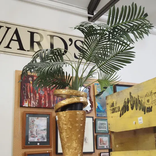 modern golden ceramic vase, plastic fern Vase H450