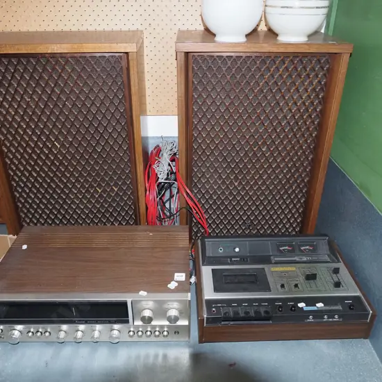 1970s tape cassette player, Sansui receiver, 2x speakers