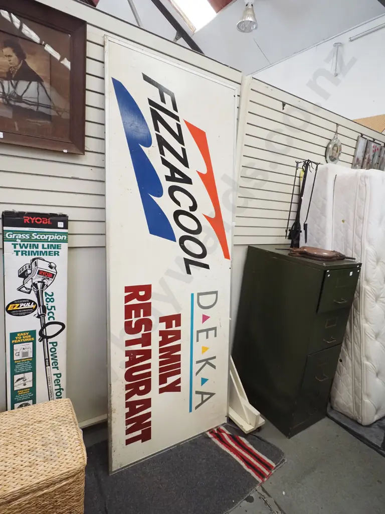 double sided hand painted sign for Deka Family Restaurant H2440 W925 Image 1++