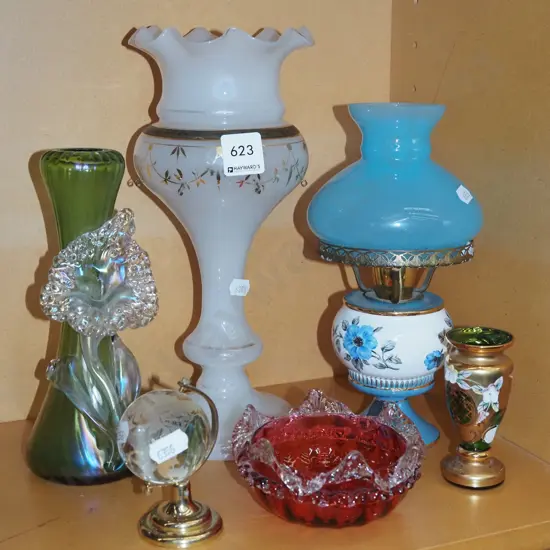 glass vases, bowl, lantern, globe