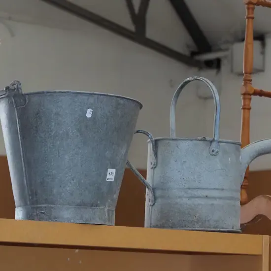 galvanised watering can - rose, pail