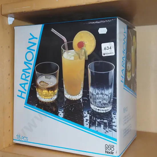 boxed as new 18 piece glass set